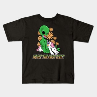 Alien Eating The Last Unicorn How? The Last One? Kids T-Shirt